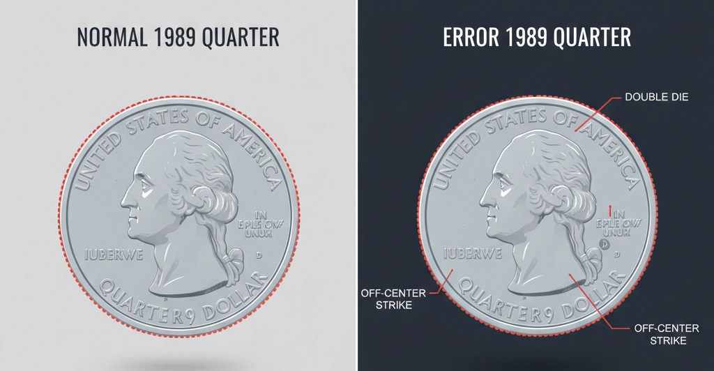 A comparison layout of normal vs error 1989 quarter